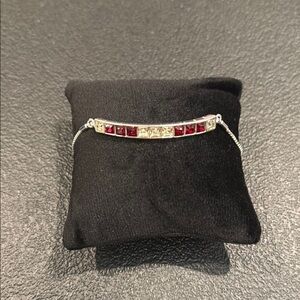 Red and Silver Tennis Bracelet with Vibrant Stones